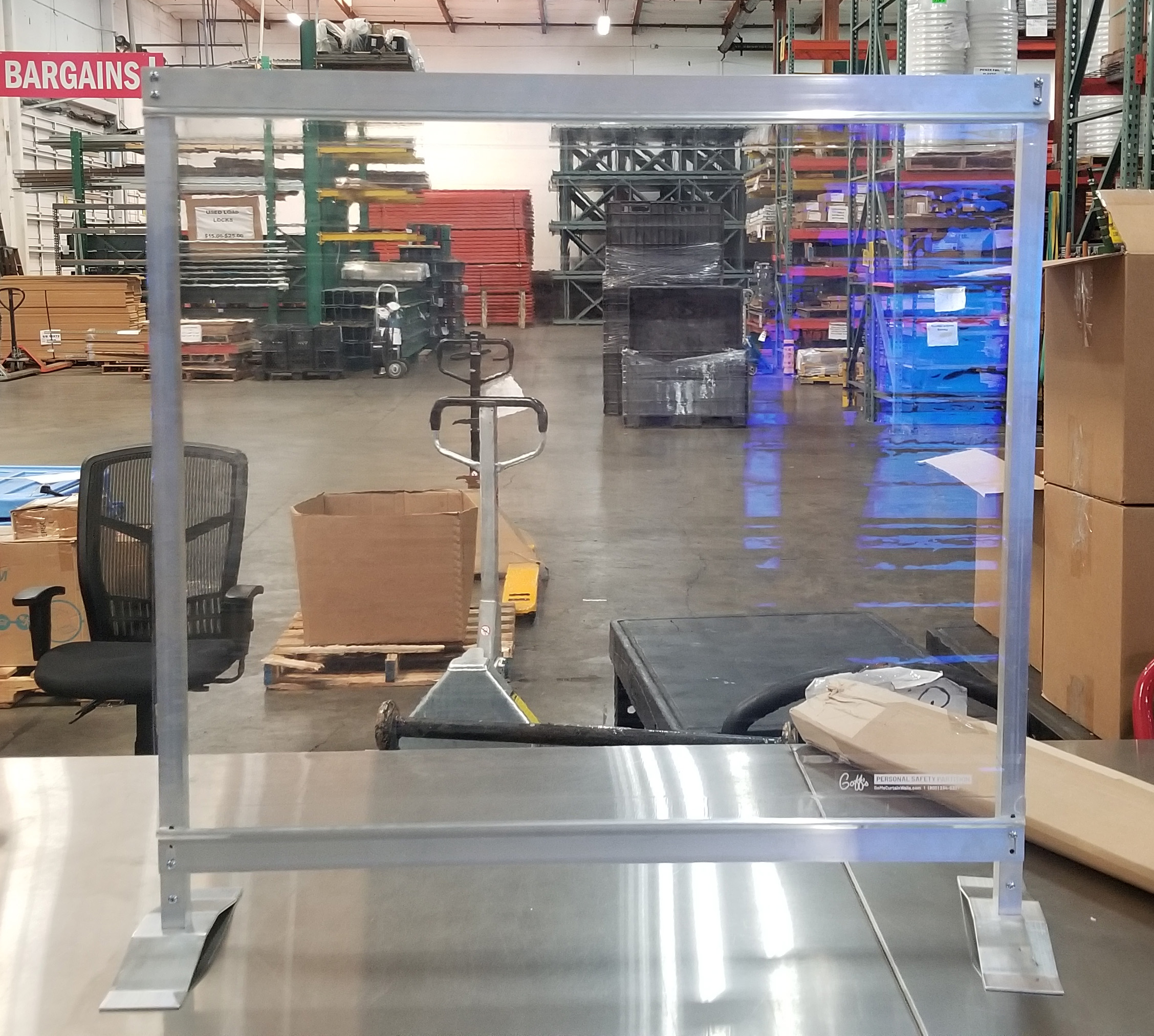 36x36 Freestanding Clear Partition Discount Center